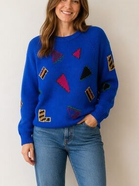 Vintage 80s 90s Womens Pronto Moda abstract Sweater Size Medium